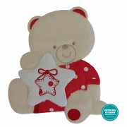 Iron-on Patch - Teddy Bear with Star -  Red